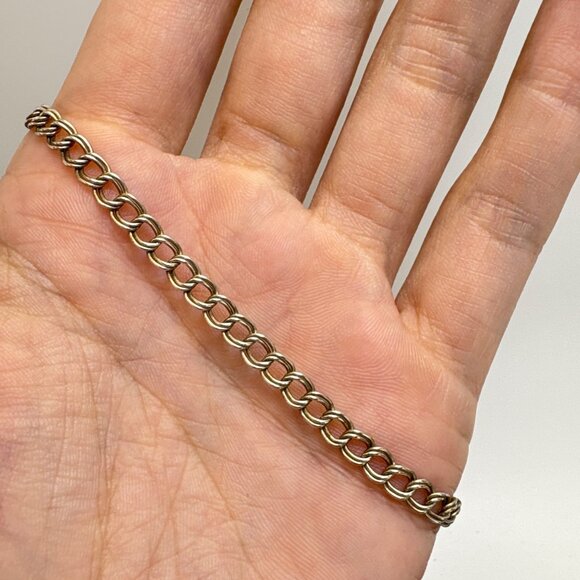 Sterling Silver 925 Double Link Chain Bracelet Lobster Clasp Size 8.25" Length - Picture 7 of 9